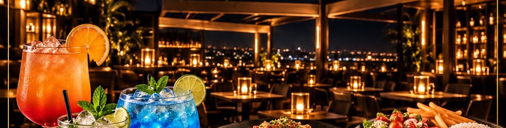 Ambiente nocturno del Rooftop Bar de Smart Love Black